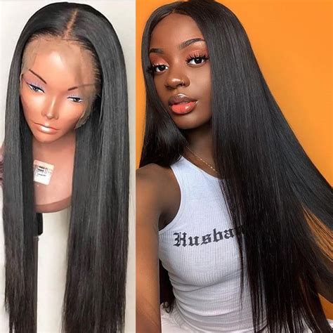 Straight Glueless Lace Front Human Hair Wigs For Women 250% Density ...