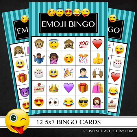 Emoji Party Bingo Game - Teal | Emoji party, Bingo cards, Emoji bingo