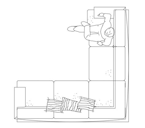 L Shape Big Sofa Set Block Top View Elevation Cad Drawing Details Dwg ...