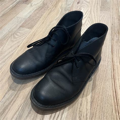 CLARKS classic chukka boot in black leather. Fit... - Depop