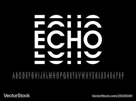 Echo style modern font alphabet letters Royalty Free Vector