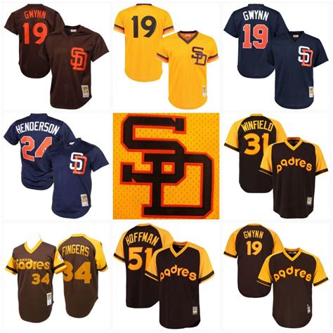 2017 San Diego Padres Baseball Throwback Jerseys 19 Tony Gwynn 24 ...