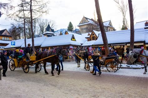 Zakopane, Poland - January 2, 2019: People Walking at Krupowki Street ...