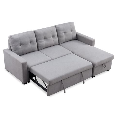 82" Reversible Sleeper Sectional Sofa, L Shape Corner sofa-bed with ...