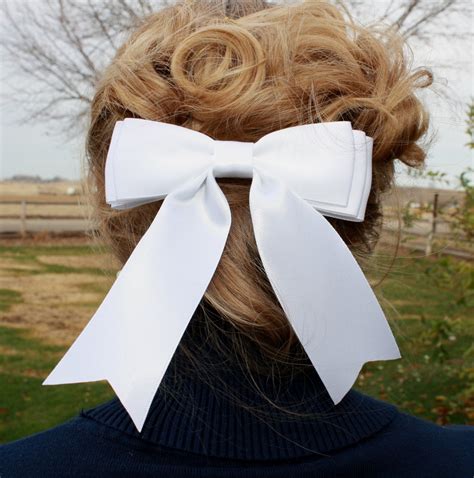 Lovely Pure White Hair Bow Satin Ribbon Womens Ladies - Etsy