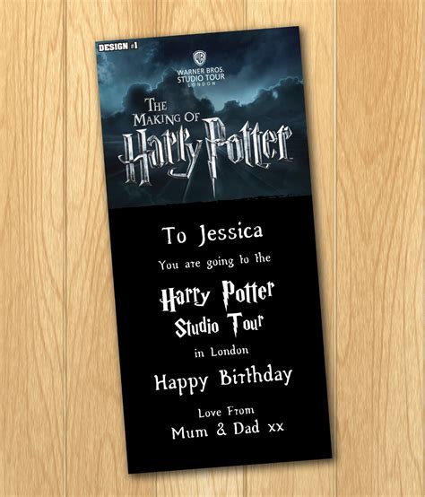 Harry Potter Studio Tour Gift Voucher Personalised Christmas Birthday ...