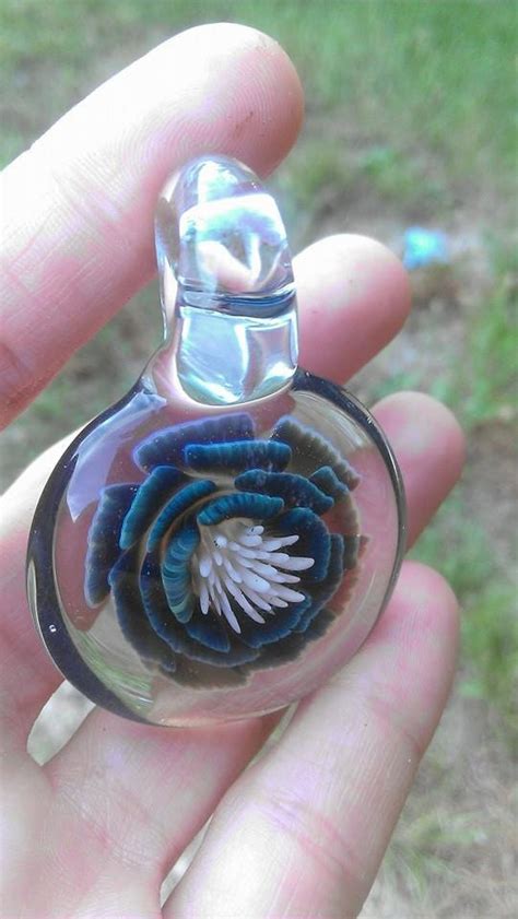 Heady Glass Flower Implosion Pendant / Wearable Glass Art