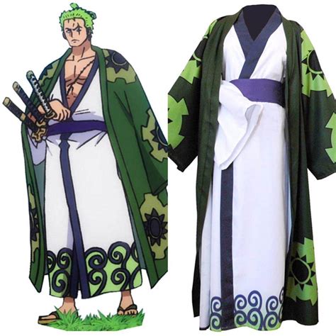 One Piece Roronoa Zoro Cosplay Costume Kimono Robe Full Suit | Lazada.co.th