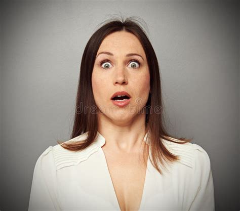 Frightened Woman Looking at Camera Stock Image - Image of white ...