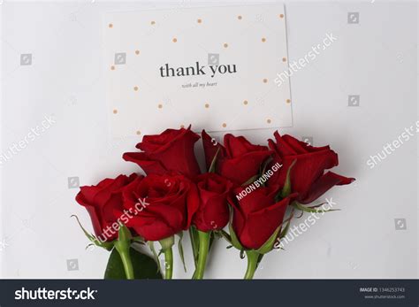 Thank You Card Red Roses Lovely Stock Photo (Edit Now) 1346253743