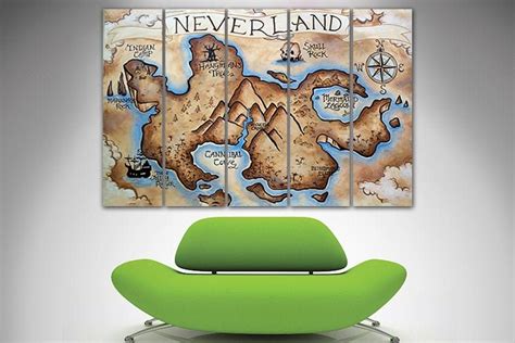 Neverland Canvas Map Wall Art Fantasy Maps Kid Map Game Room - Etsy