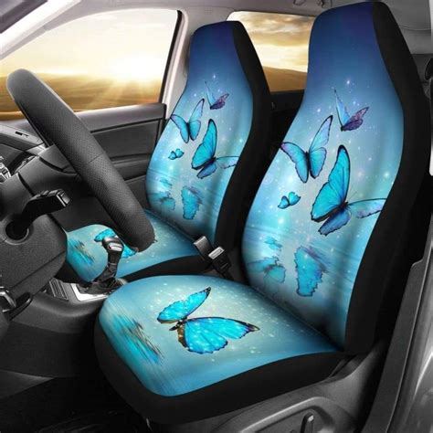 Neon Blue Butterfly Car Seat Covers 171204