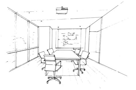 Meeting room space in the office sketch drawing,Modern design,vector,2d ...