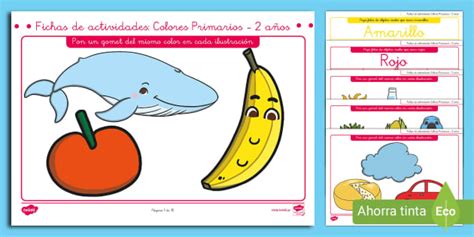 Fichas de actividad: Colores primarios - 2 años - Twinkl