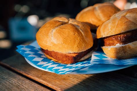 "Leberkäse. It's Bavarian meatloaf — a slice of seasoned and baked ...