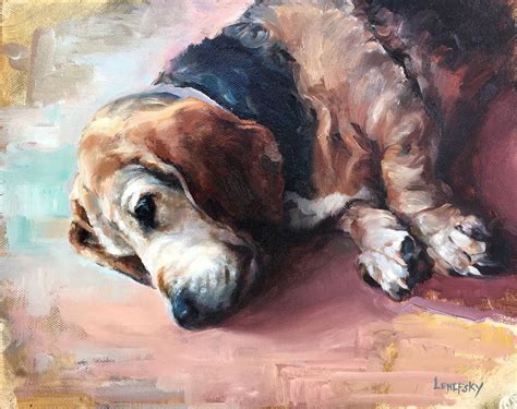 Custom Petrait, Painting of a Basset Hound oil on Canvas by Heather ...