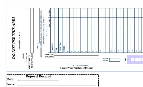 Explore Our Image of Bank Deposit Slips Template for Free