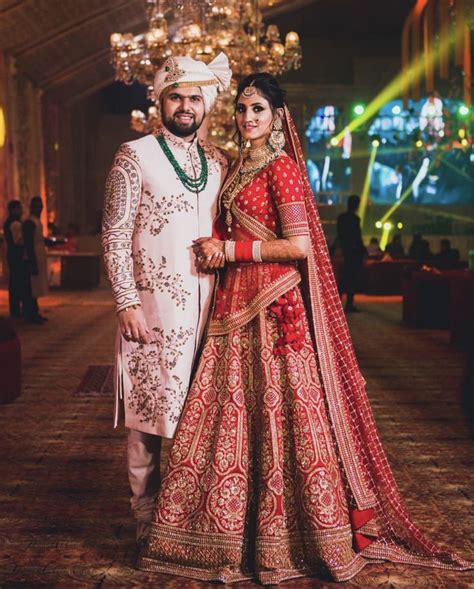 Indian Bridal Lehegna & Sherwani | Couple wedding dress, Wedding ...