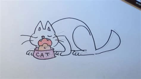 How to draw an eating cat - YouTube