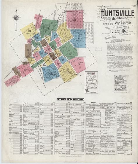 Huntsville, Alabama 1921 - Old Map Alabama Fire Insurance Index - OLD MAPS