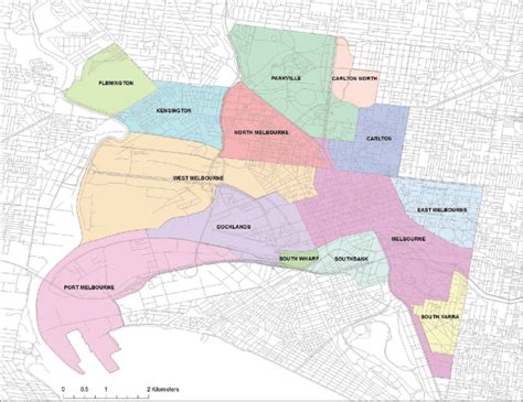 Map of the City of Melbourne's suburbs. | Download Scientific Diagram