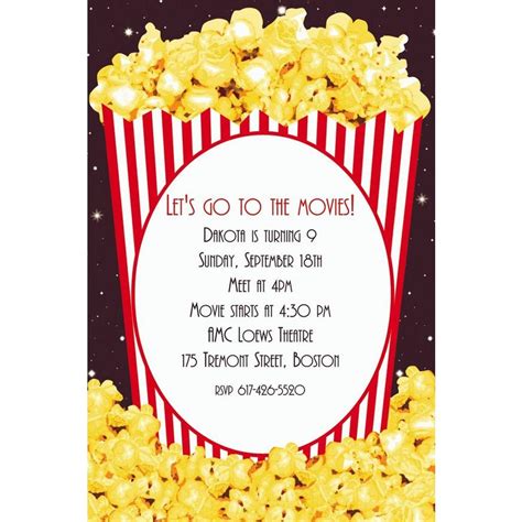 Custom Movie Night Popcorn Invitations | Party City