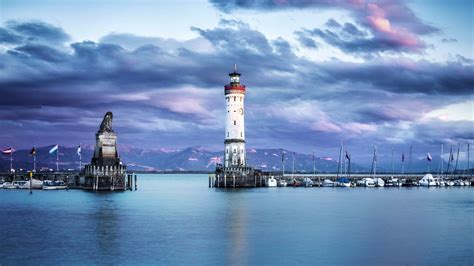 Lindau Lighthouse at dusk - backiee