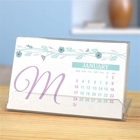 Personalized Floral Initial Desk Calendar | GiftsForYouNow