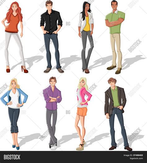 Group Fashion Cartoon Vector & Photo (Free Trial) | Bigstock