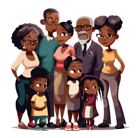 Black Family Reunion Vector, Sticker Clipart Cartoon Illustrations ...