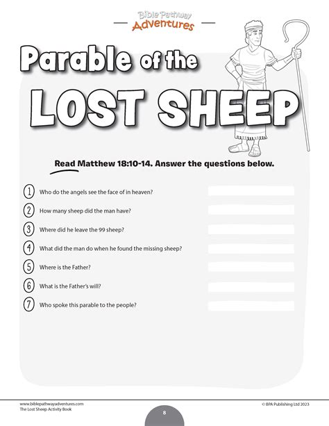 Parable of the Lost Sheep Activity Book (PDF) – Bible Pathway Adventures