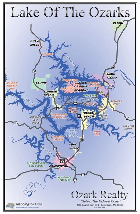 Lake of the Ozarks Map | Ozarks map, Ozarks, Lake ozark