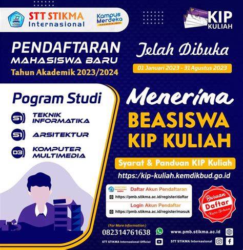 Pendaftaran Mahasiswa Baru – JALUR KIP KULIAH 2023 – STT STIKMA ...