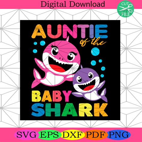 Auntie Of The Baby Shark Svg Trending Svg, Auntie Shark Svg - SilkySVG