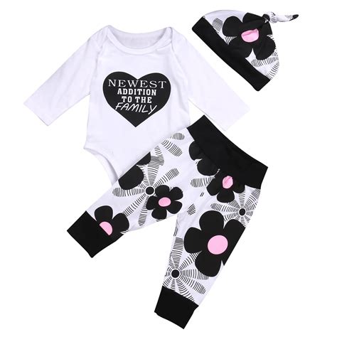 Babies 3pcs Letter Heart Floral Clothing Set Newborn Infant Baby Boy ...