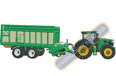 Tractor With Trolley Embroidery File Design Pattern Dst Pes Exp Jef