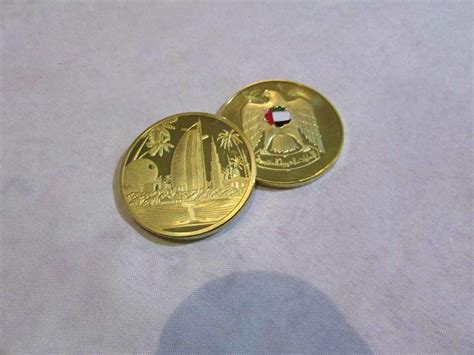 Gold Plated Dubai Souvenir Coin -Burj Al Arab & Burj Khalifa