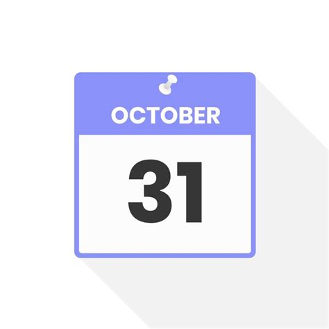 October 31 calendar icon. Date, Month calendar icon vector illustration ...