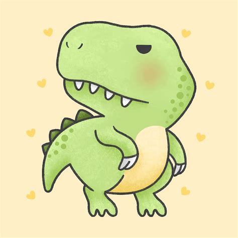 Premium Vector | Cute t-rex dinosaur cartoon hand drawn style