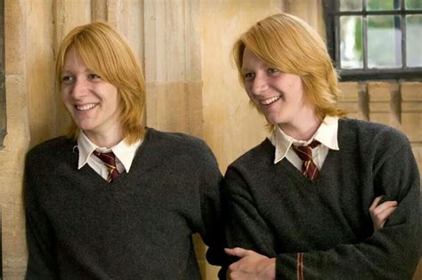 Fred and George Weasley laughing about Ron dancing with Professor ...