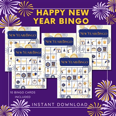 Bingo Cards Happy New Year,printable New Year Eve Bingo,new Years Bingo ...