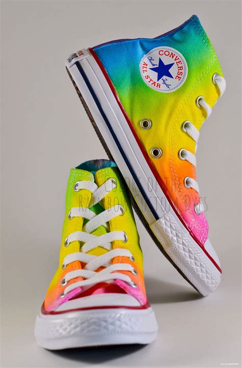 Custom Dyed Neon Rainbow Converse All Star High Top Shoes | Etsy