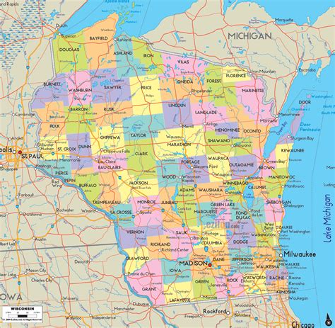 Map Wisconsin Michigan - London Top Attractions Map