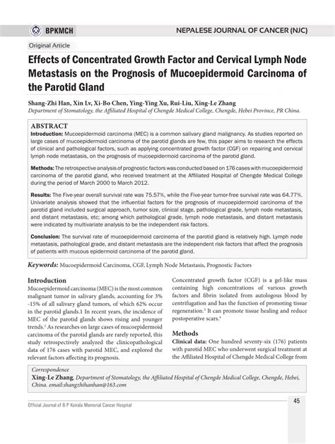 (PDF) Effects of Concentrated Growth Factor and Cervical Lymph Node ...