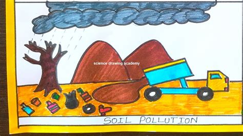 land pollution drawing - simple and easy way | science drawing academy ...