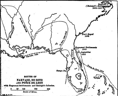 Routes of Narvaez, De Soto, and Ponce De Leon, 1513 to 1542