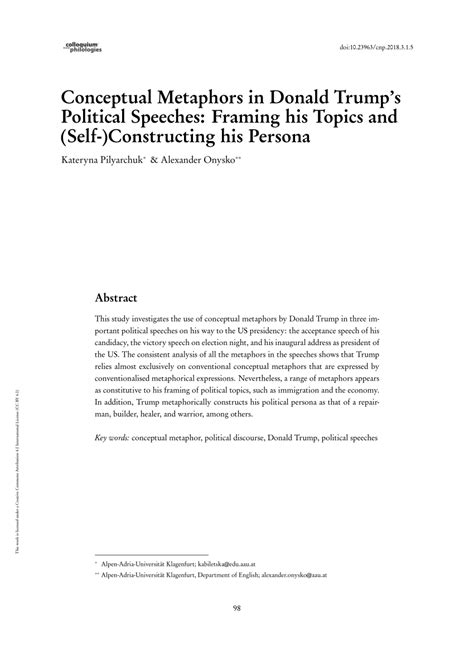 (PDF) Conceptual Metaphors in Donald Trump’s Political Speeches ...