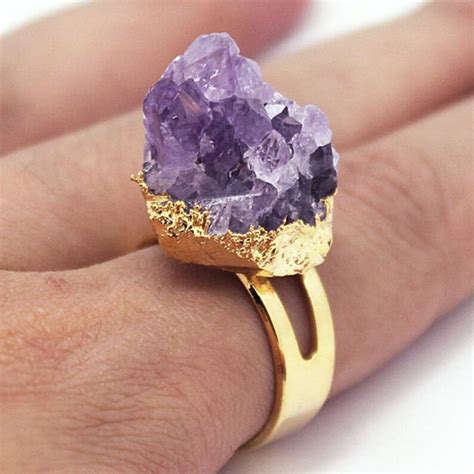 Natural Raw Amethyst Ring // Gold Amethyst Rings // Amethyst - Etsy