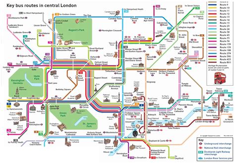 Central London Key Bus Routes • Mapsof.net