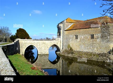 Castle bridge over moat Stock Photo - Alamy